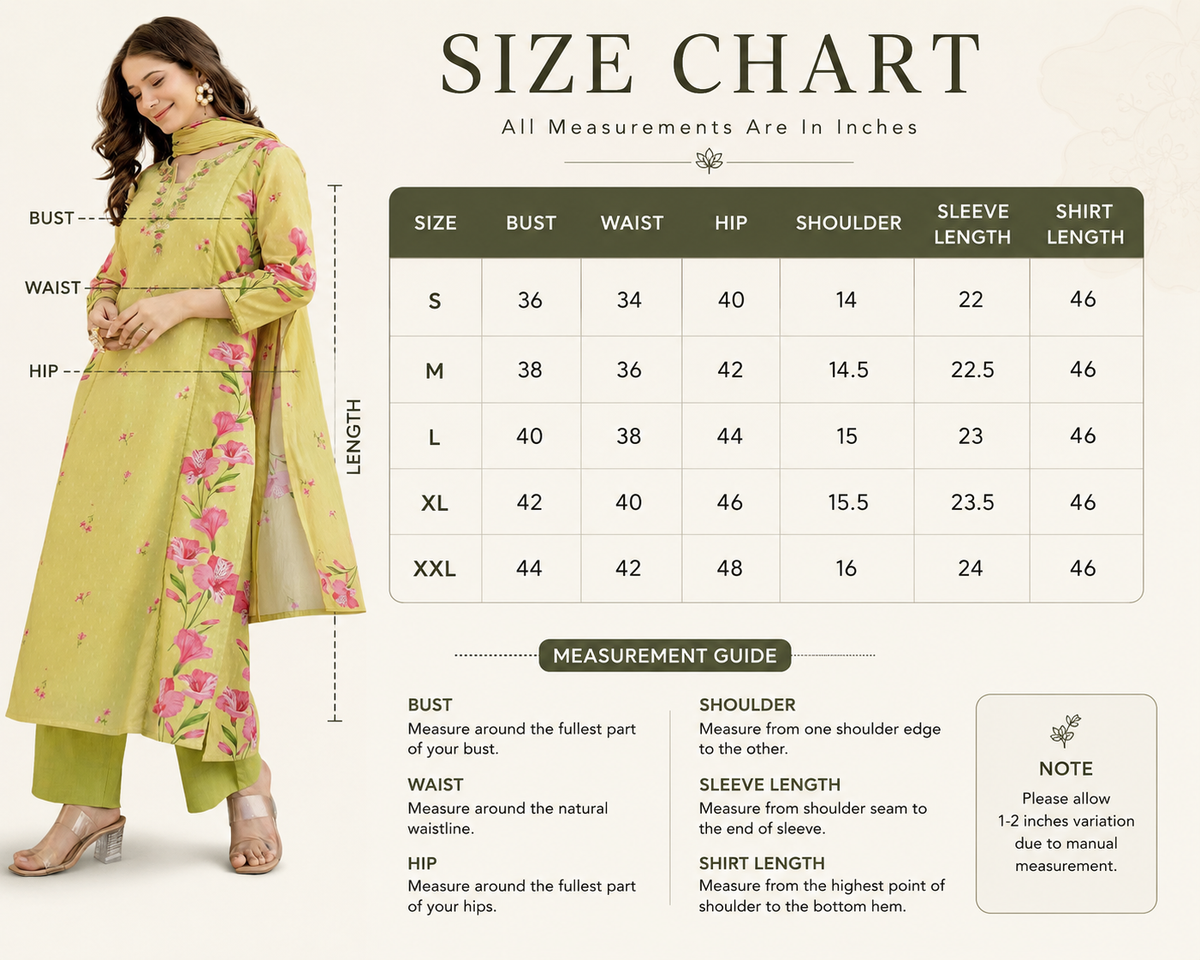Lime Yellow & Light Pink Floral Printed Kurta Palazzo Set with Dupatta for Women | Attire Vogue