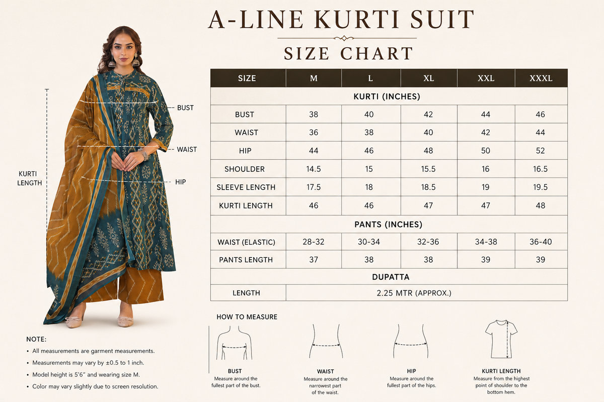 Women's Teal Printed A-Line Kurta Pant & Dupatta Set | Elegant Ethnic Wear for Festive & Casual Occasions