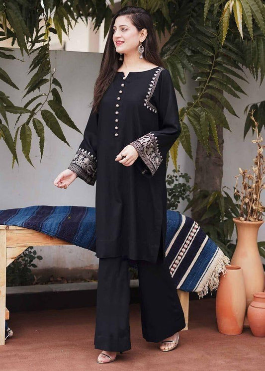 Attire Vogue Women's Pure Cotton Kurti Pant Set with Embroidery Work – Black, Navy Blue & Maroon