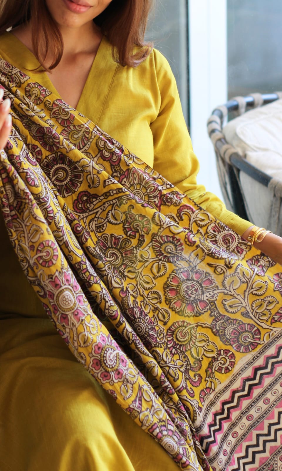 Women's Mustard Yellow Kurti Palazzo Set with Printed Dupatta | Ethnic Cotton Suit Set