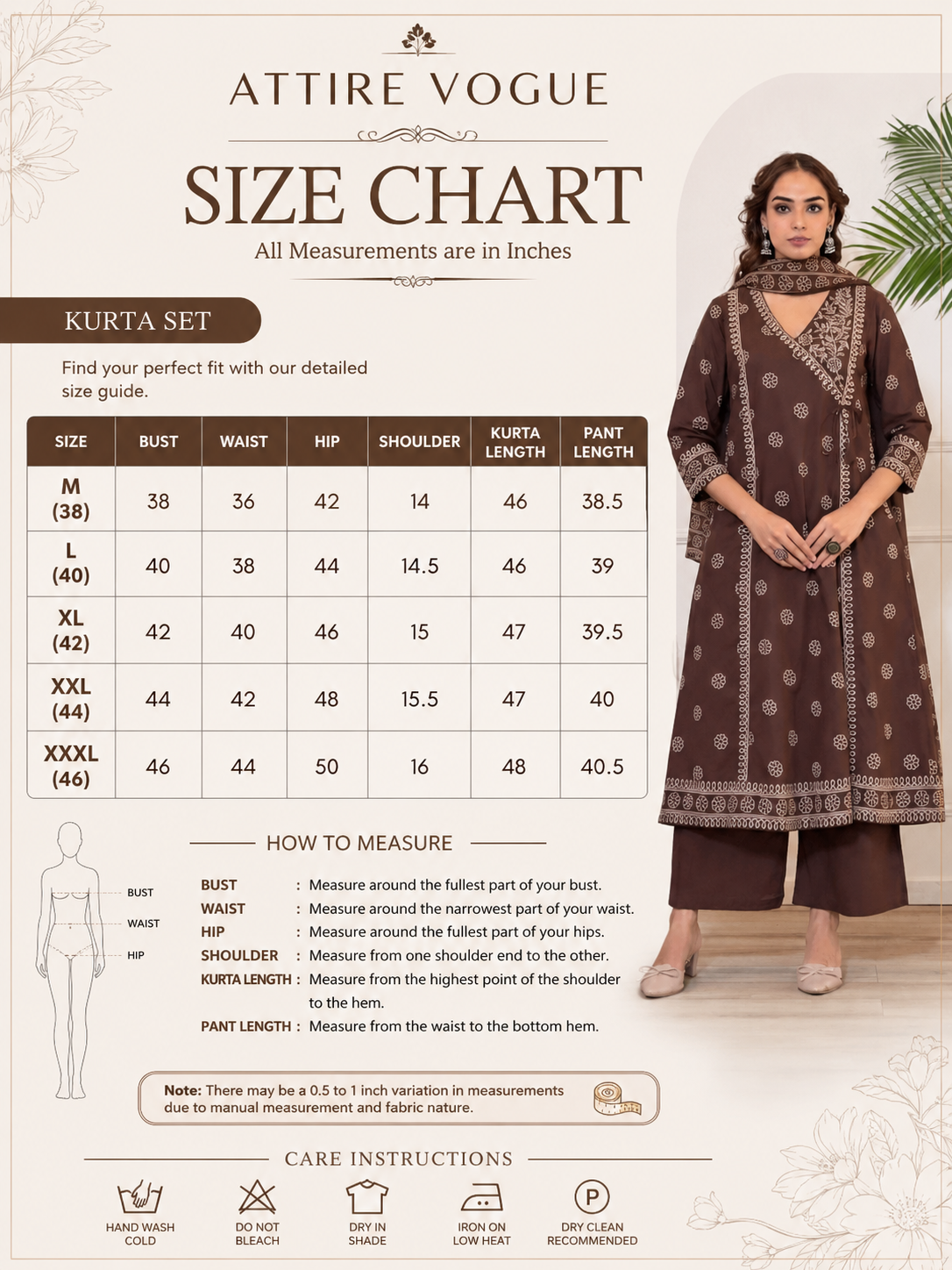 Women's Brown & Terracotta Orange Printed Angrakha A-Line Kurti Pant Dupatta Set | Stylish Ethnic Wear
