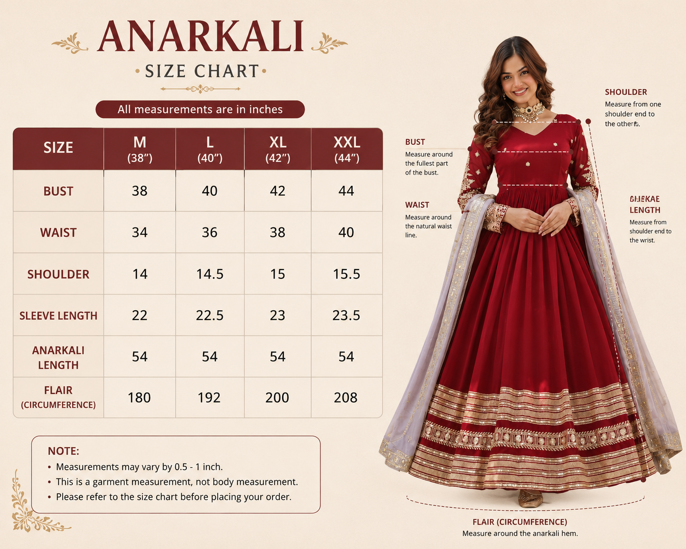 Women's Maroon Embroidered Anarkali Gown Set with Dupatta | Festive & Party Wear | Attire Vogue