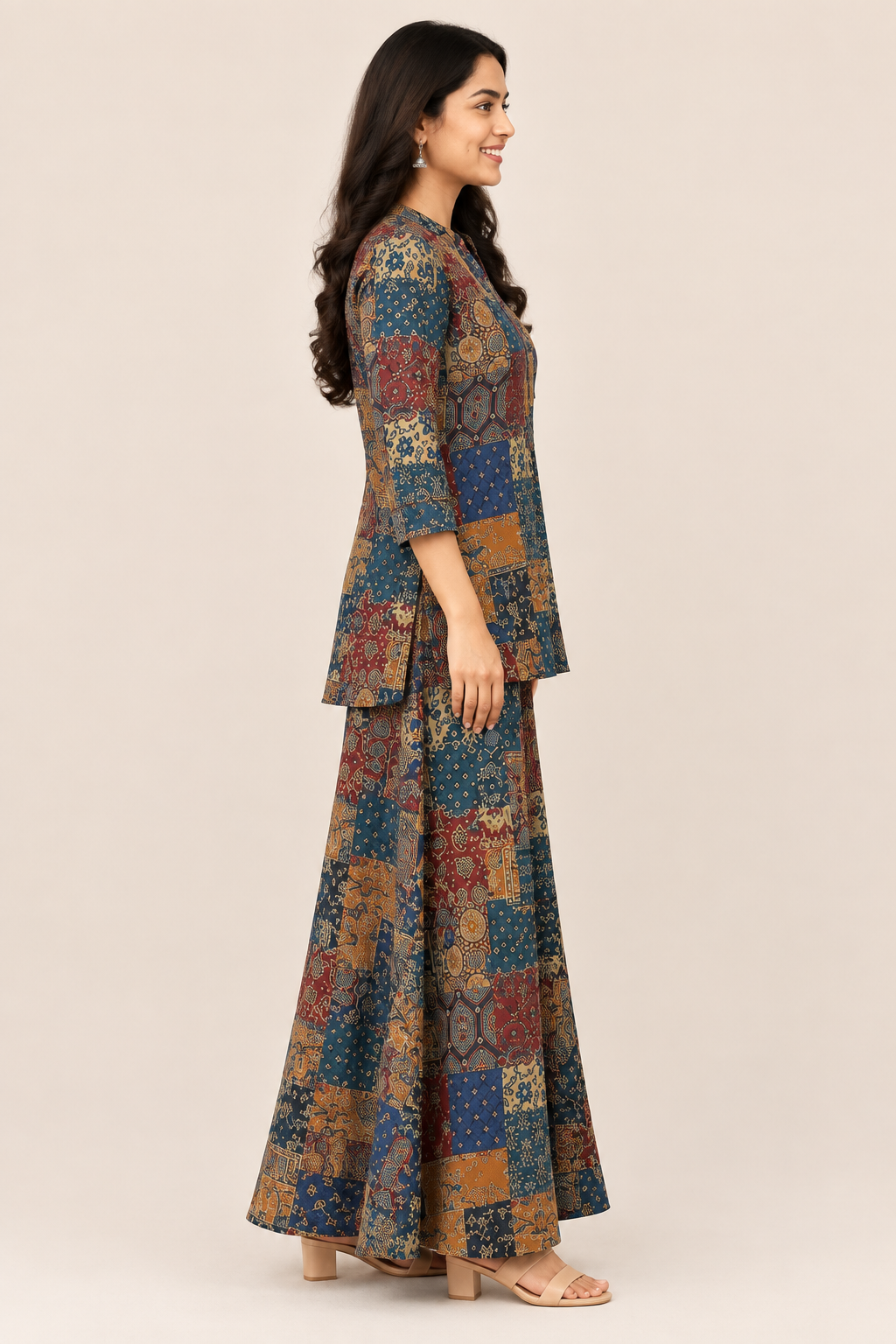 Women’s Printed Kurta Palazzo Set | Stylish Cotton Blend Kurta with Wide-Leg Palazzo | Festive & Casual Wear