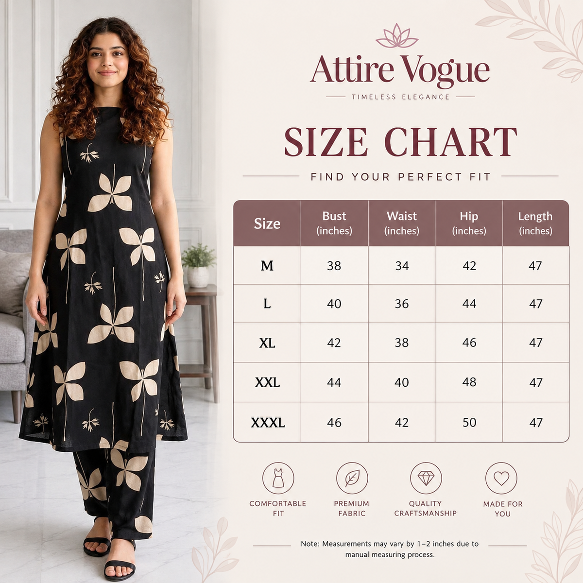 Women’s Black Floral Printed Kurta Pant Set | Sleeveless Cotton Ethnic Co-Ord Set | Elegant Casual Indian Wear