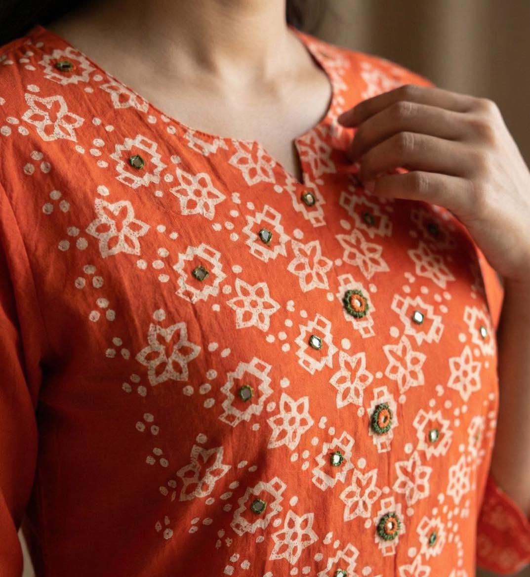 Premium Navy Blue, Orange & Deep Plum Purple Cotton Kurta Pant Dupatta Set for Women | Hand Block Print Ethnic Suit Set