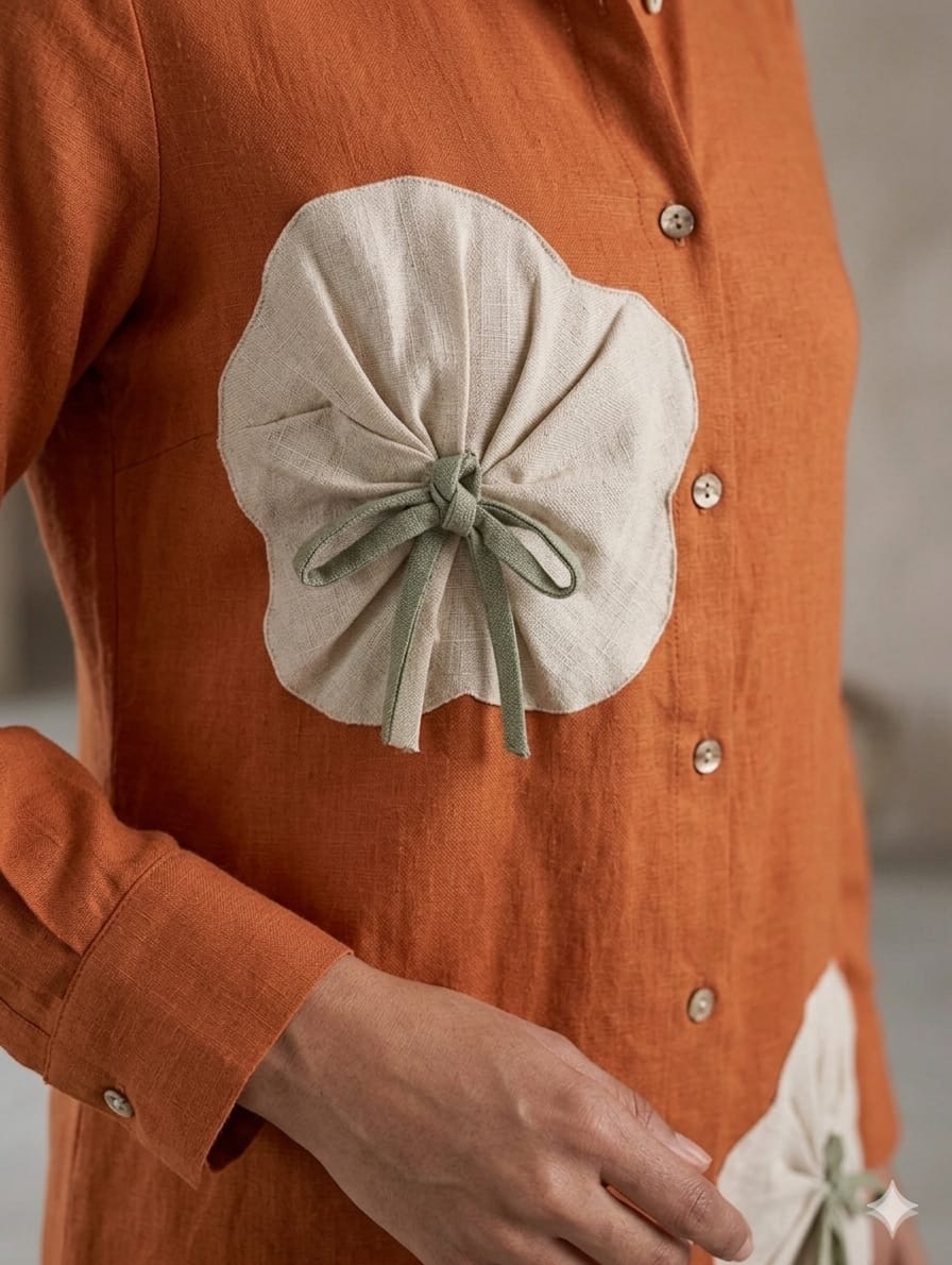 Rust Orange Cotton Co-ord Set for Women | Floral Designer Co-ord Set | Attire Vogue