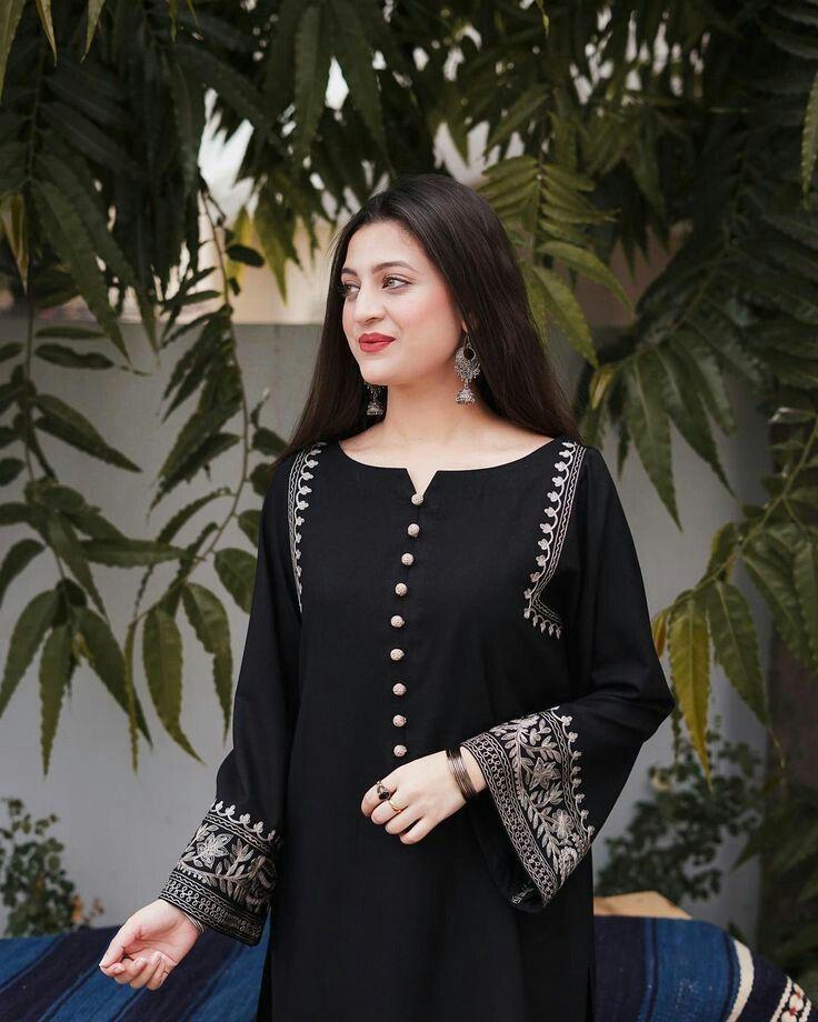 Attire Vogue Women's Pure Cotton Kurti Pant Set with Embroidery Work – Black, Navy Blue & Maroon