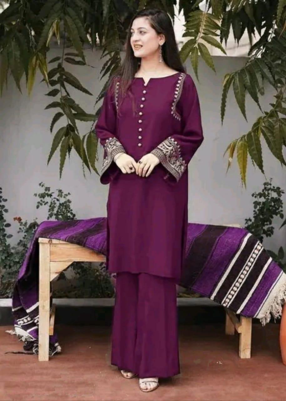 Attire Vogue Women's Pure Cotton Kurti Pant Set with Embroidery Work – Black, Navy Blue & Maroon
