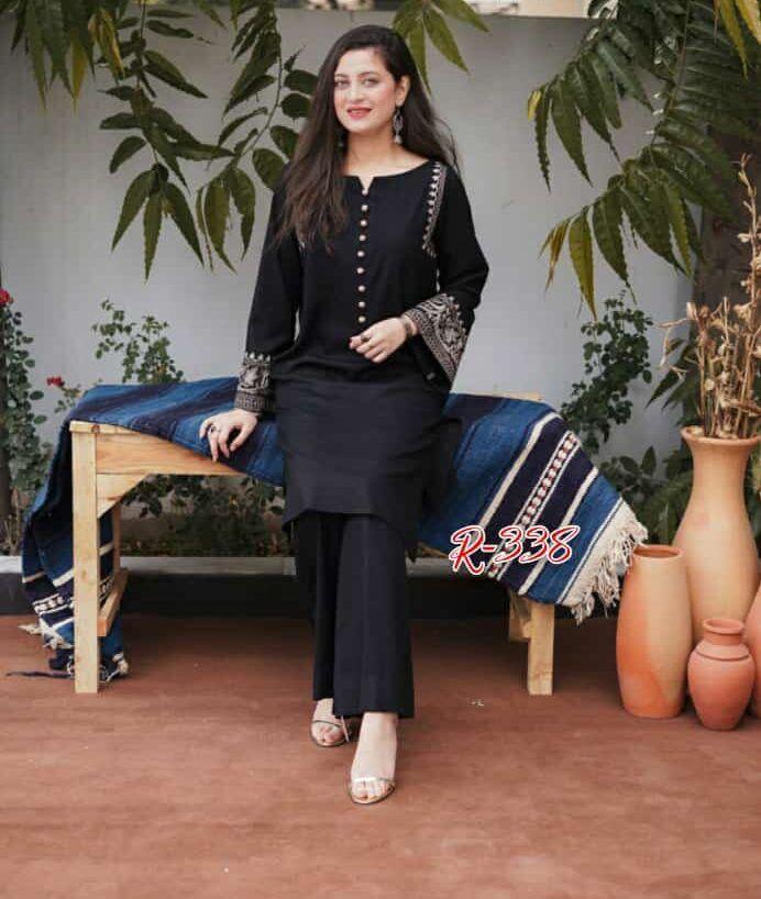 Attire Vogue Women's Pure Cotton Kurti Pant Set with Embroidery Work – Black, Navy Blue & Maroon