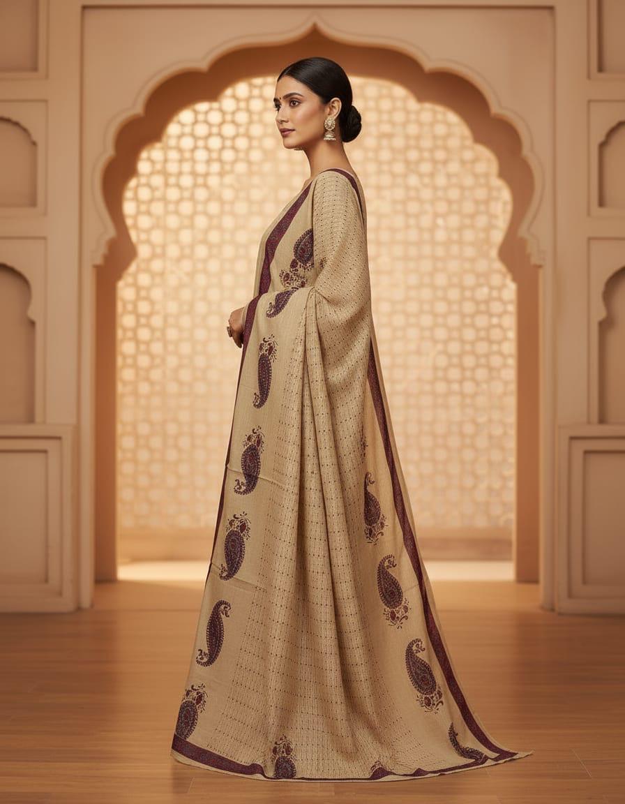 Beige Paisley Print Kurta Pant  Suit Set with Dupatta for Women | Festive & Casual Wear | Attire Vogue
