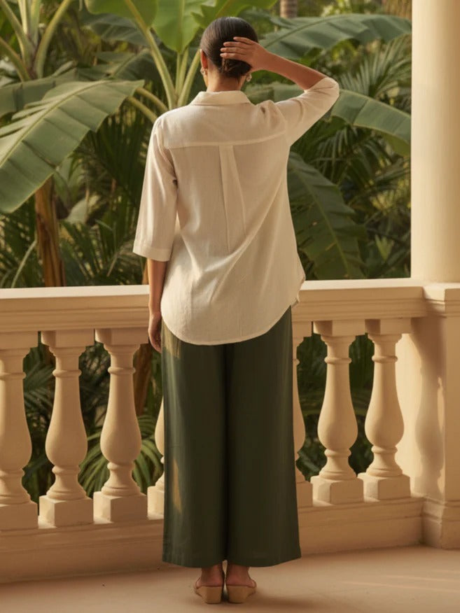 Botanical Embroidered Co-ord Set for Women | Premium Linen Shirt & Pants