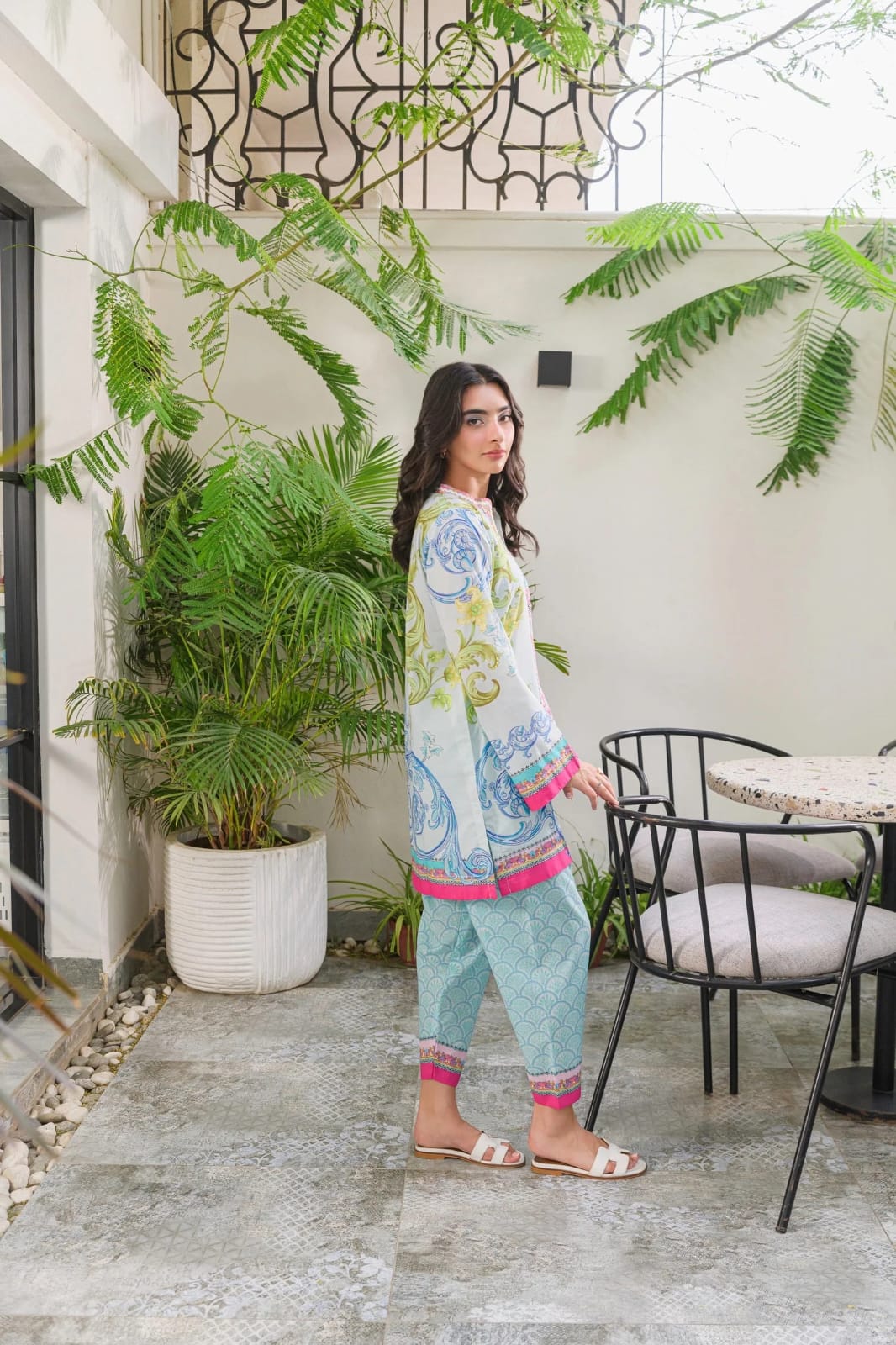 Premium Cream Floral Printed Coord Set for Women | Stylish Top & Pant Co-Ord Set for Casual, Office & Party Wear
