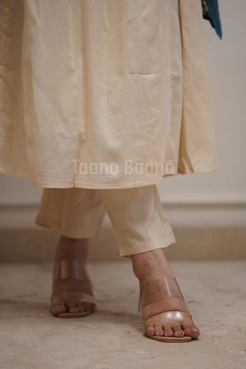Premium Cream Embroidered Kurti Pant Set with Printed Dupatta for Women | Festive & Casual Wear