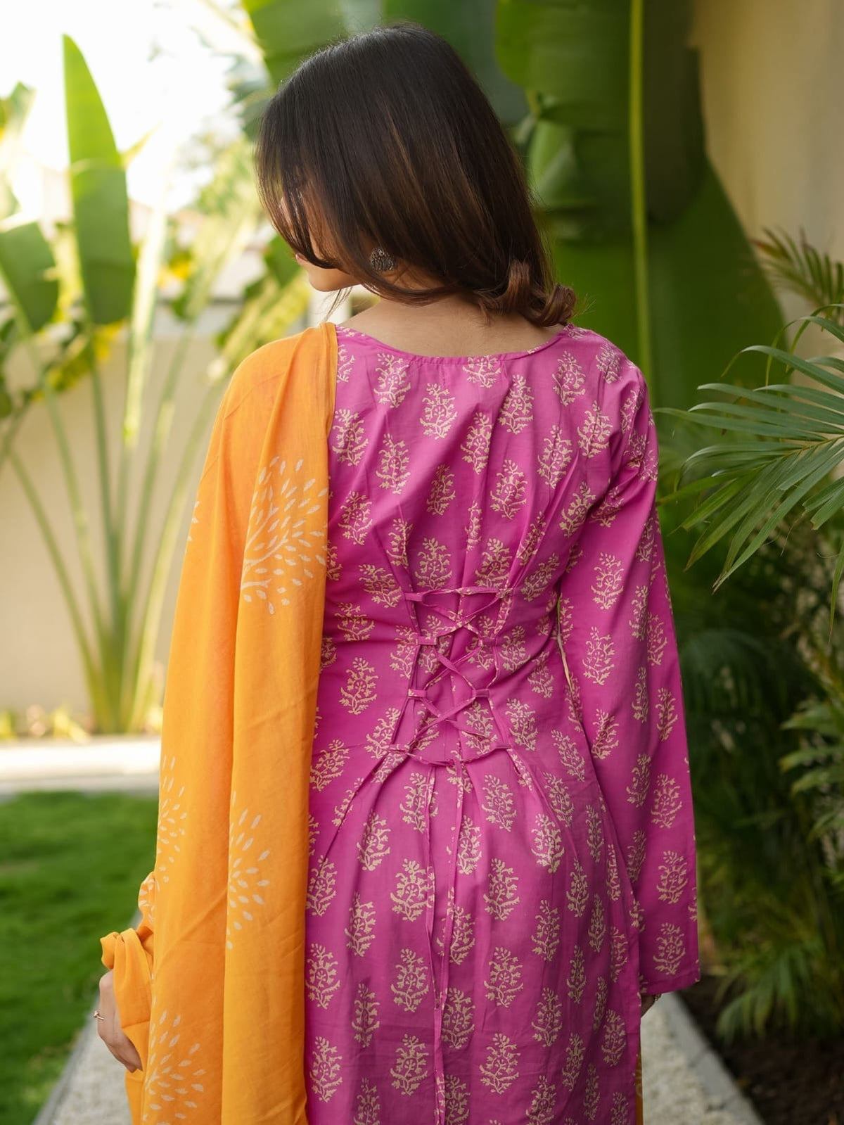 Pink Printed Kurti with Farshi Pant & Dupatta Set | Women’s Ethnic Cotton Suit Set