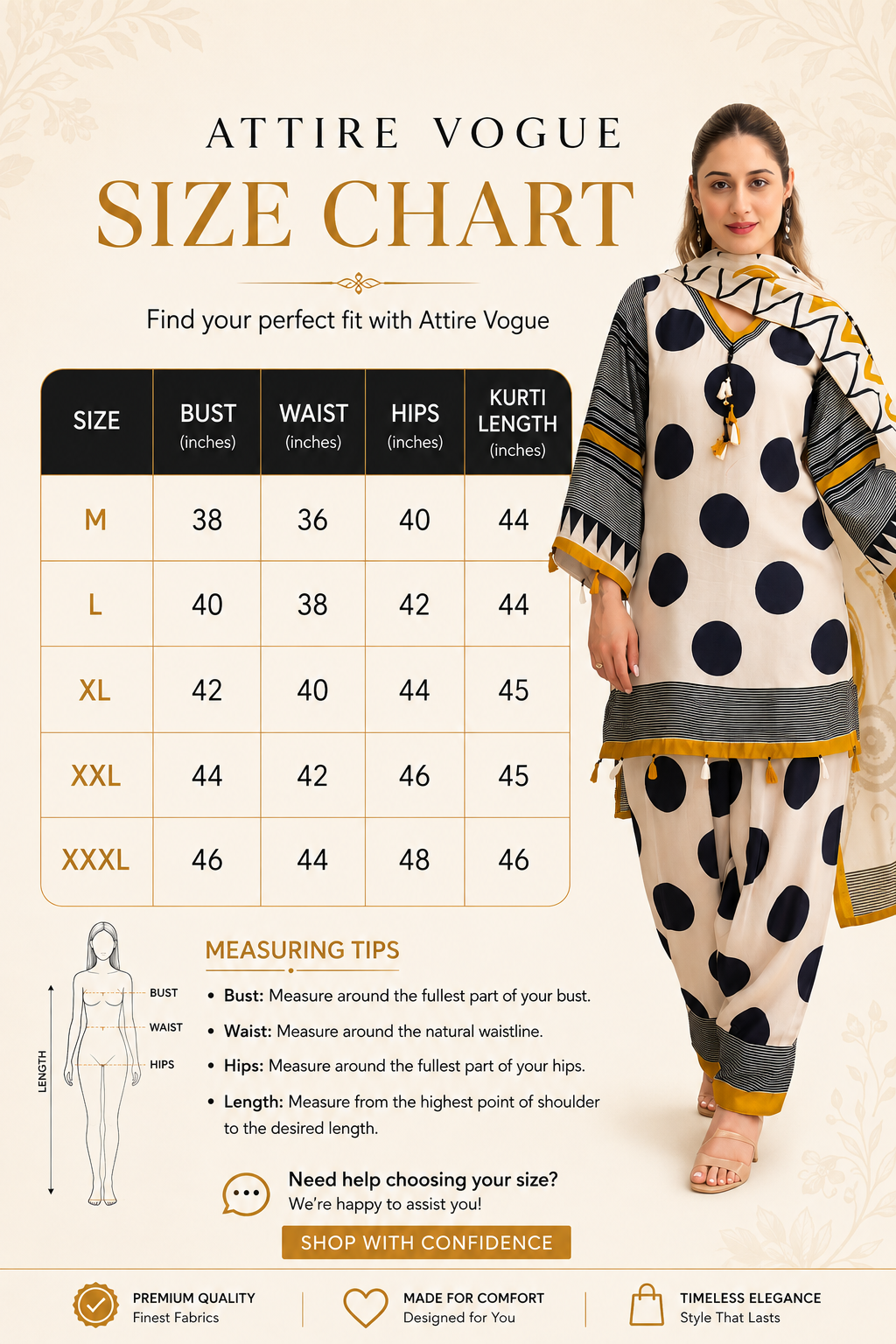 Women’s White & Black Polka Dot Kurta Set with Dupatta | Attire Vogue